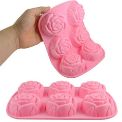 Silicone 6Holes Flower Rose Cake Ice Cream Chocolate Mold Soap 3D Cupcake Bakeware Baking Dish Cake Pan Muffin Mould