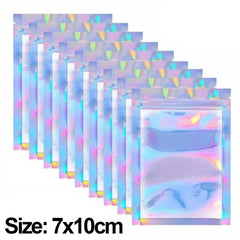 50/10PCS Laser Sealing Bags Plastic Holographic Candy Food Pouch Resealable Necklace Jewelry Gift Packaging Kitchen Storage Bag