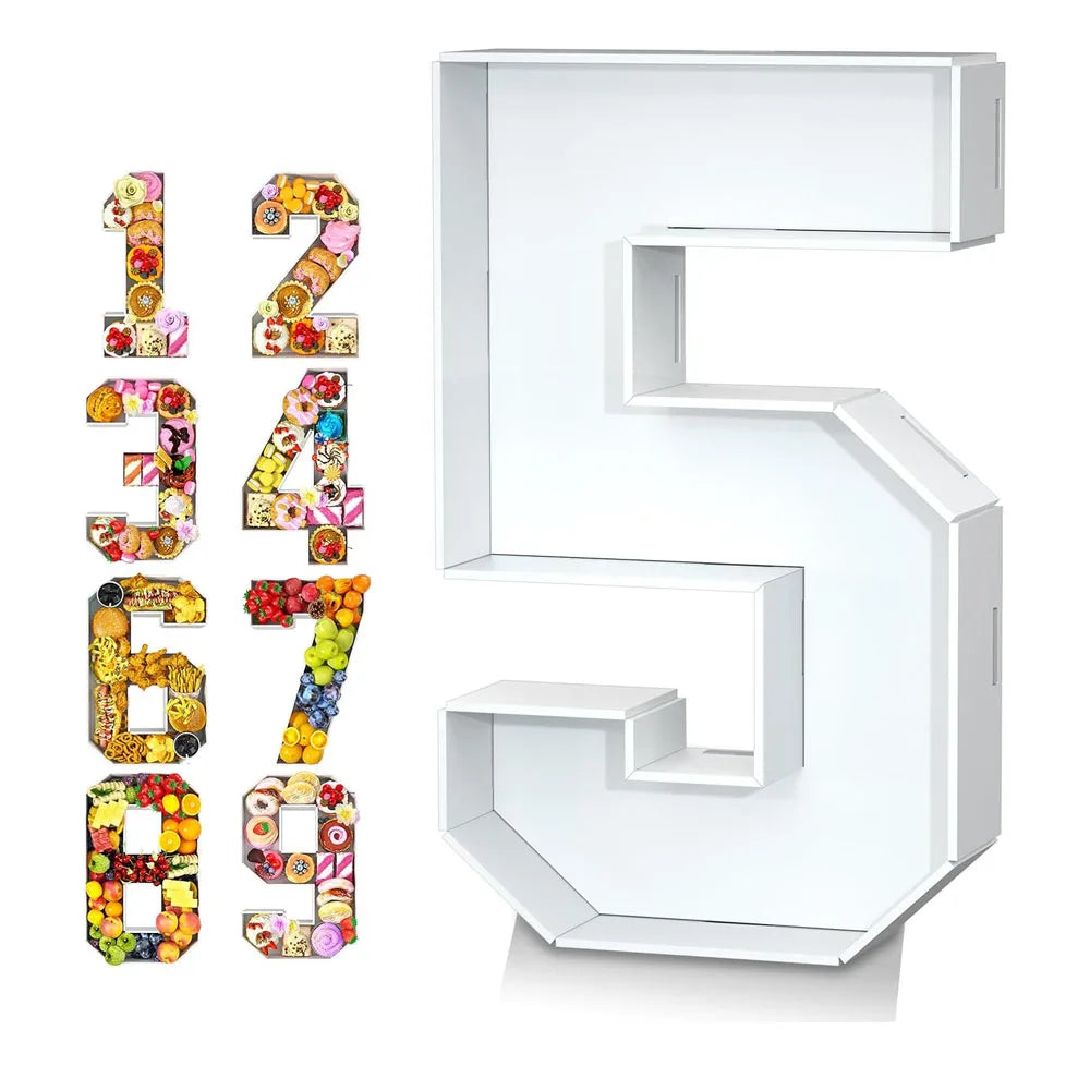 Food Fillable Number Shaped Sweets Flower Candy Cupcake Container Box for Wedding Anniversary Birthday Party Baby Shower Decore
