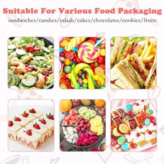 100 Pcs Clear Plastic Square Hinged Food Clamshell ContainerDisposable To Go Containers with Clear Lids Cake Slice Takeout Tray