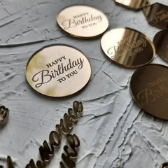 10pcs Happy Birthday Cake Toppers Gold Gold Acrylic Round Cupcake Toppers For Kids Birthday Baby Shower Party Cake Decor Tools