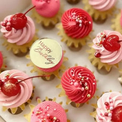 10pcs Happy Birthday Cake Toppers Gold Gold Acrylic Round Cupcake Toppers For Kids Birthday Baby Shower Party Cake Decor Tools