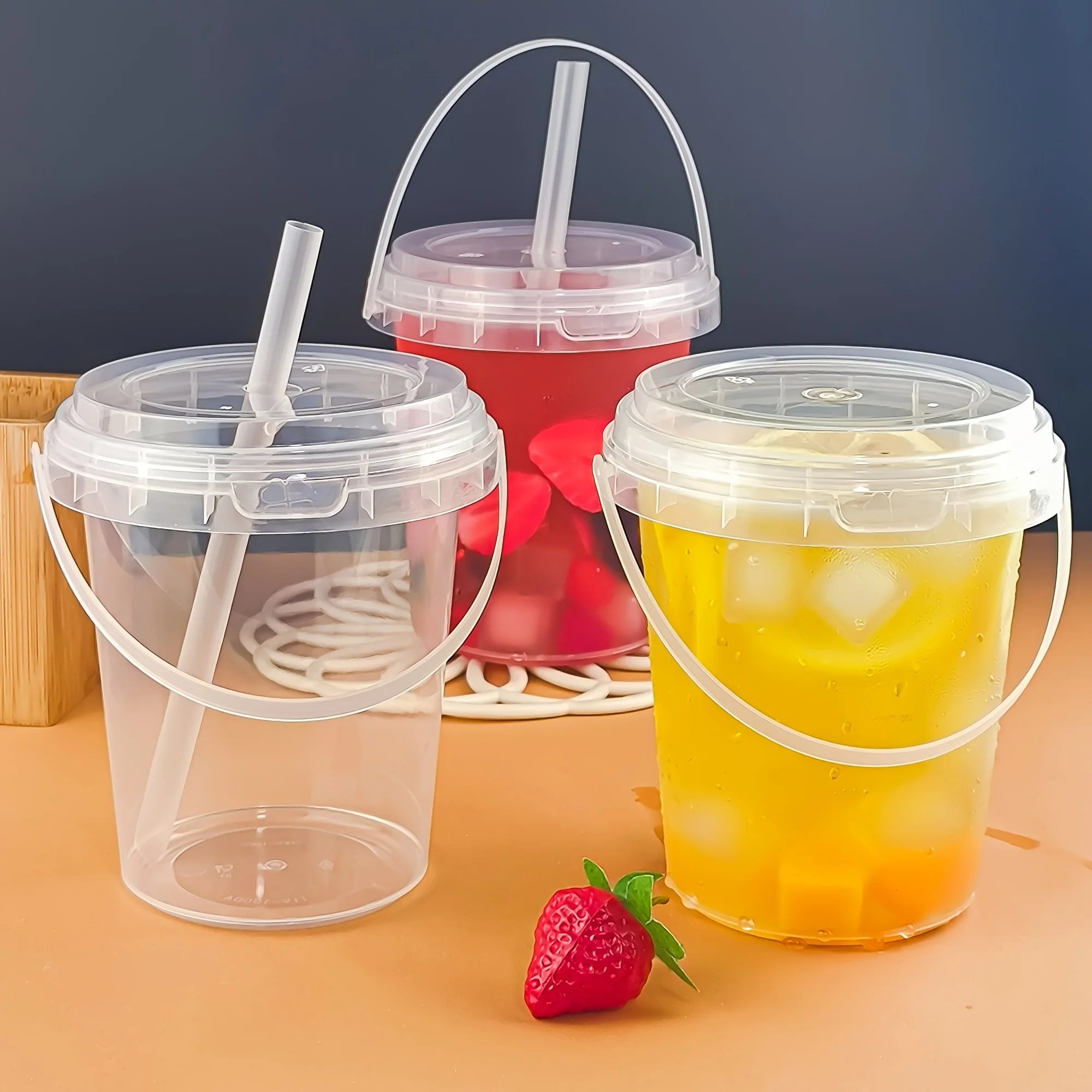 10pcs 33.81oz Large Plastic Cups with Lids & Straws - Reusable, Bpa-Free Beverage Tumblers for Iced Drinks,party Ice Buckets