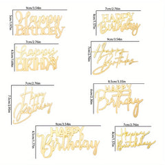 8pcs Acrylic Cake Topper Set Happy Birthday Cake Topper Side Decorations for Party Cakes