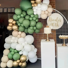 139pcs,Sage Green Balloon Wreath Set Oh Baby Shower Olive Matte Decoration in Different Sizes Happy Birthday Party Decoration