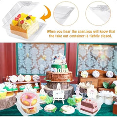 100 Pcs Clear Plastic Square Hinged Food Clamshell ContainerDisposable To Go Containers with Clear Lids Cake Slice Takeout Tray