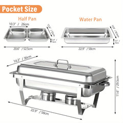 8 Pack Chafing Dish Buffet Set Stainless Steel Food Warmer Kit with Lids Holders for Restaurant Catering Parties Weddings