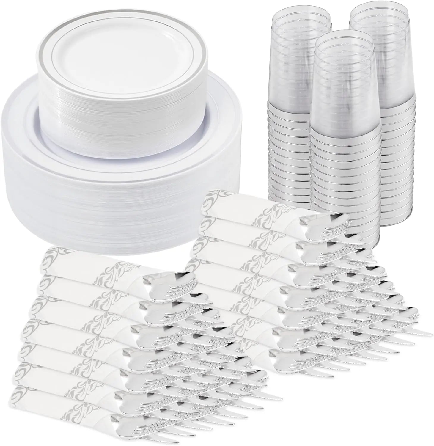 700 Pieces Of Tableware Set, Home Disposable Plastic Tableware, Themed Party Decoration, Suitable For Parties, Restaurants