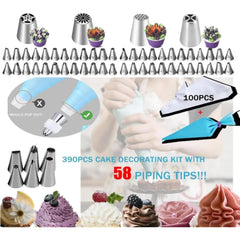 Cake Decorating Supplies,Cake Decorating Kit 3 Packs Springform Cake Pans, Cake Rotating Turntable, 54 Piping Icing Tips, 4 Russ