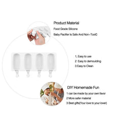 4/8 Hole Silicone Ice Cream Forms Popsicle Molds DIY Homemade Dessert Freezer Fruit Juice Ice Pop Cube Maker Mould With Sticks