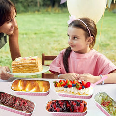 50 Pack Mini Loaf Pans with Lids and Spoons 6.8 Oz Mini Cake Pans with Lids for Baking Pink Disposable Rectangle Aluminum Foil