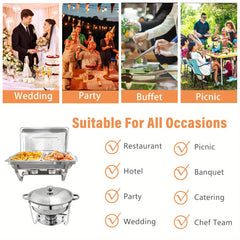 8 Pack Chafing Dish Buffet Set Stainless Steel Food Warmer Kit with Lids Holders for Restaurant Catering Parties Weddings