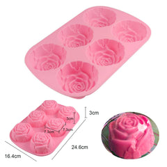 Silicone 6Holes Flower Rose Cake Ice Cream Chocolate Mold Soap 3D Cupcake Bakeware Baking Dish Cake Pan Muffin Mould